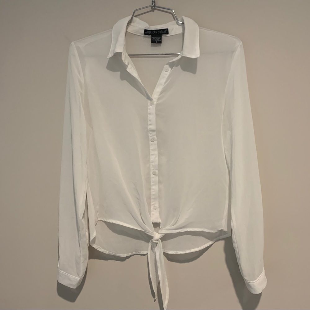 White Sheer Blouse Size Small